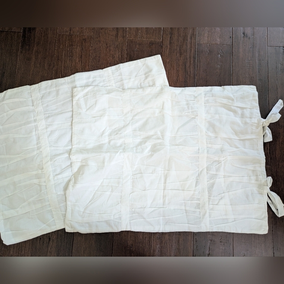 (2) Pottery barn Voile Hadley White Ruched Ruffled EURO Sham Set - Picture 1 of 5